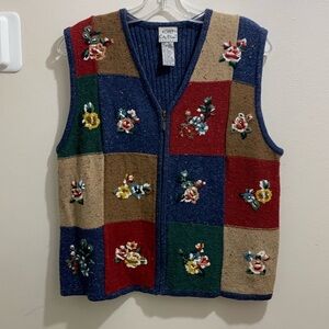 Beautiful Colorblock embroidered True Vintage Koret City Blues Sweater Vest P S
